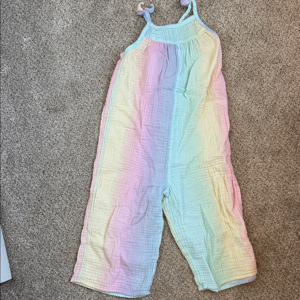 Target Pastel Rainbow Tie-Strap Cotton Jumpsuit